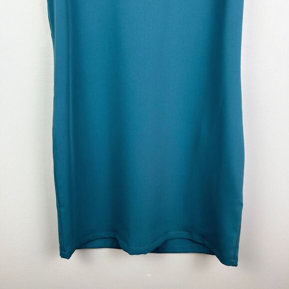 Adrienne Vittadini Flutter Short Sleeve Shift Dress Teal Blue Green Knee Lnth 2 - Picture 3 of 10